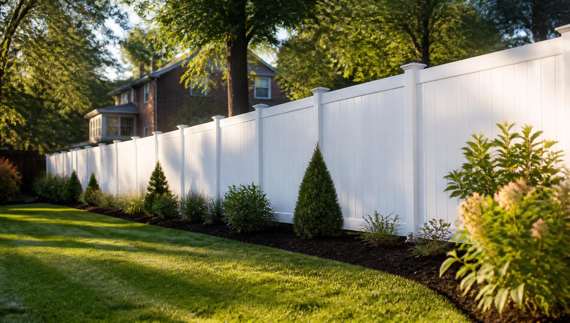 New white vinyl privacy fence installed by D2K Fence & Landscape in Hanover, PA